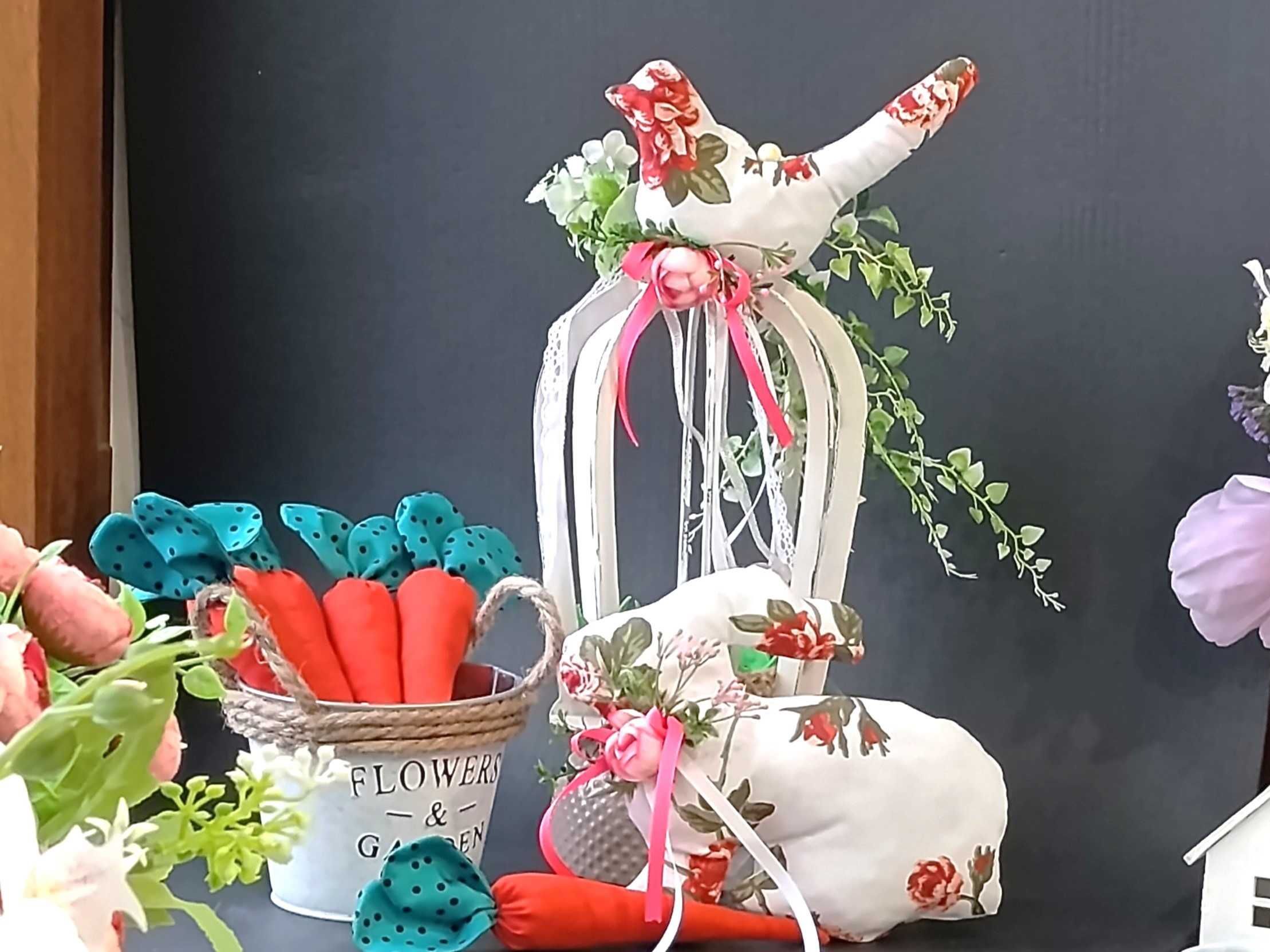 Зайчик морквинка пташка інтер'єрні іграшки декор Великодній подарунок