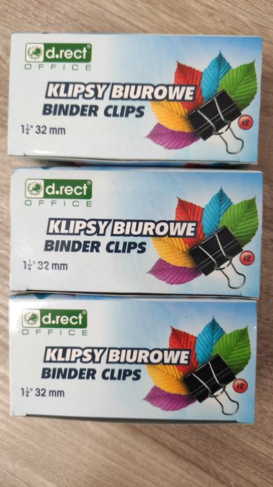 Klipy klipsy biurowe 32 mm Do.rect zestaw 36 sztuk spinacze