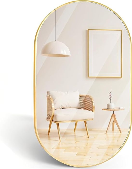 Marctani Espelho oval com moldura de metal