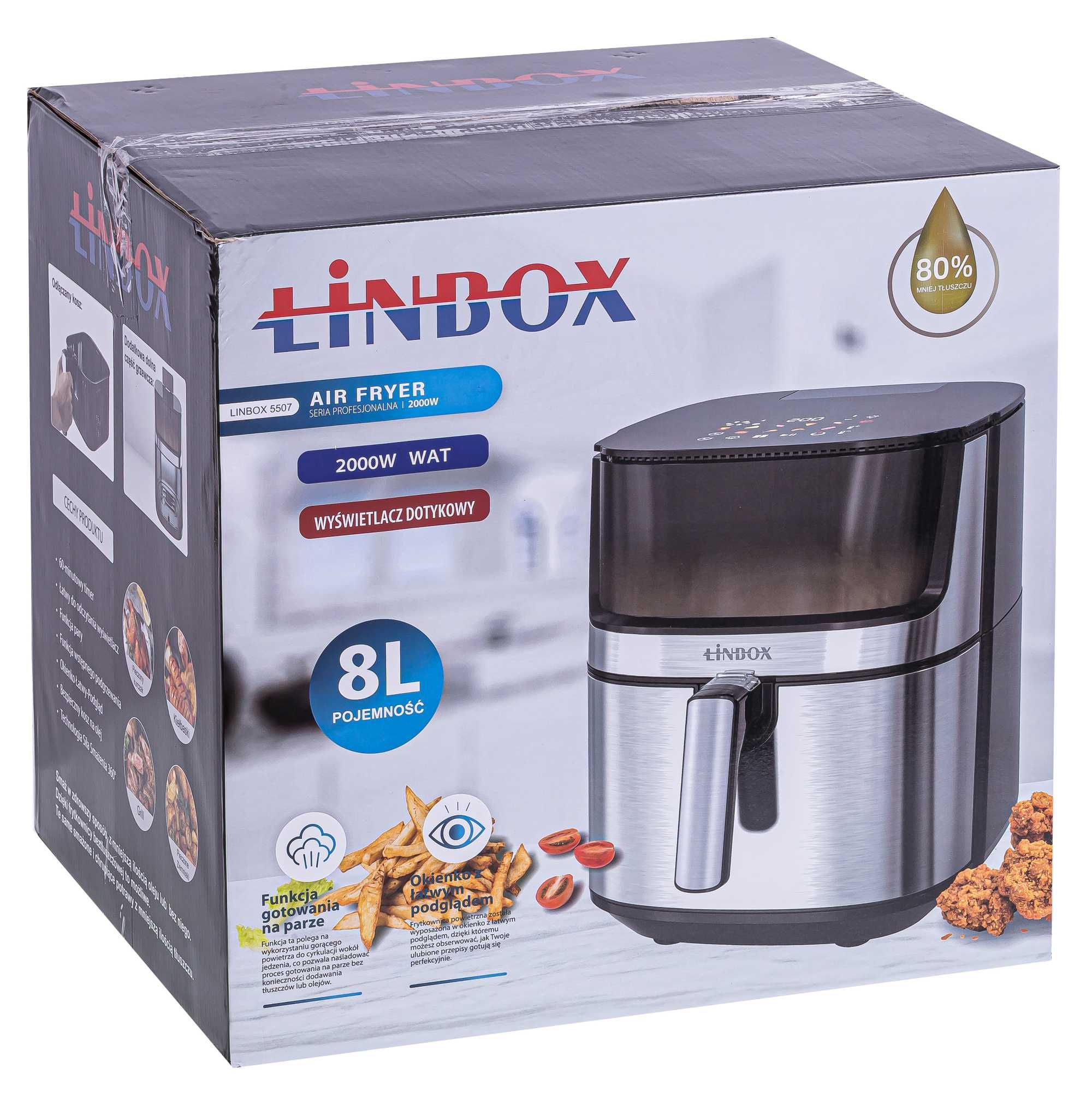 FRYTKOWNICA Z FUNKCJĄ PARY beztłuszczowa Linbox 8L 2000W 2 grzałki