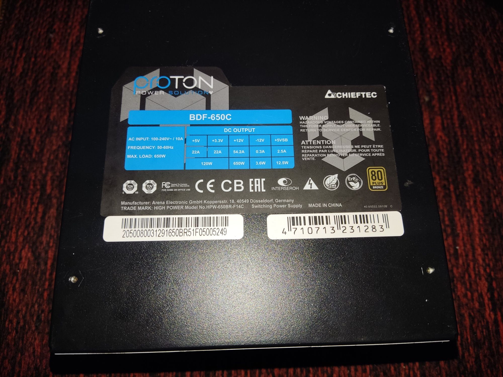 Блок живлення chieftec proton bdf-650c 650w 80+ bronze