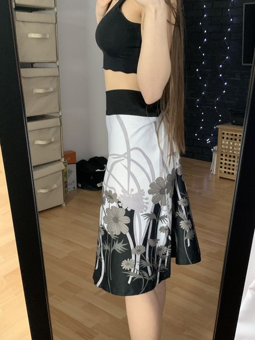 spódnica midi w kwiaty suwak vintage bawełna