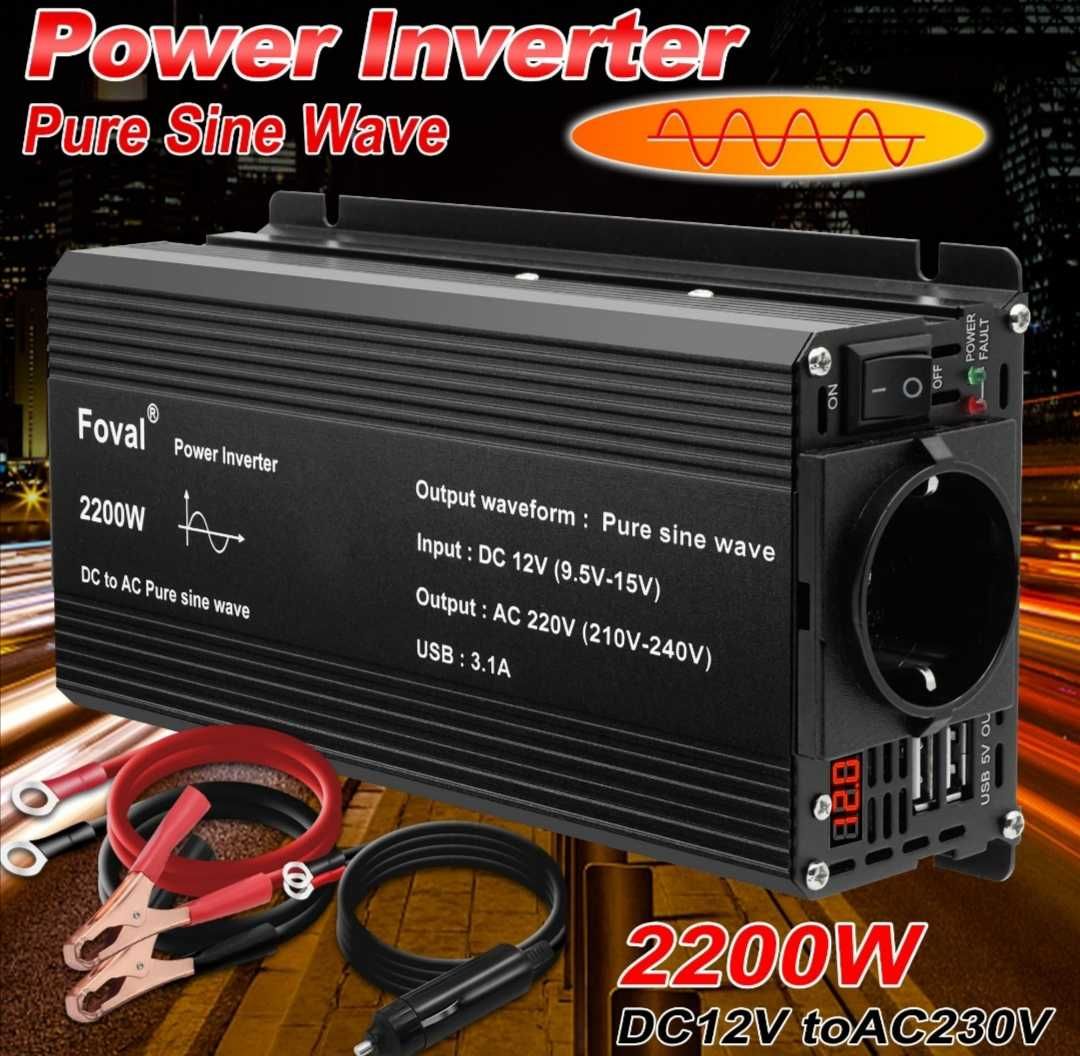 Новый Инвертор чистый синус 12V 2200w, Foval