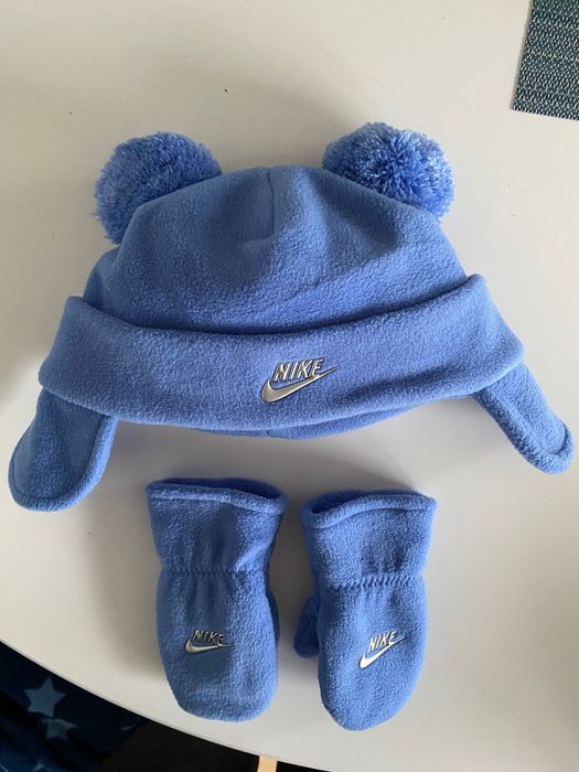 NIKE Komplet dla niemowlaka czapka i rękawiczki niebieskie jak nowe