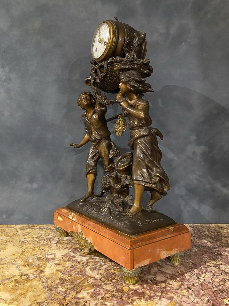 Zegar kominkowy figuralny - Francja XIX w. Moreau