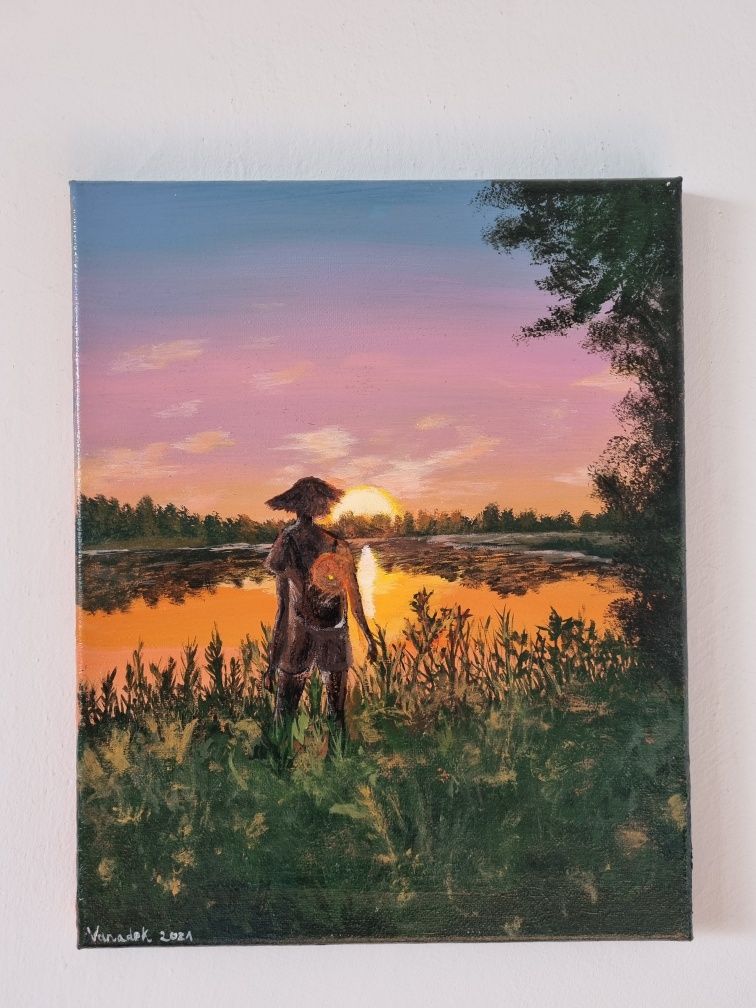 Autorski obraz akrylowy 'Summer sunset' 24x30cm