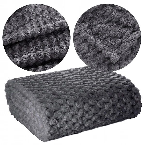 Koc Narzuta Cindy6/130x160 Mikrofibra Tłoczony Pled Stal