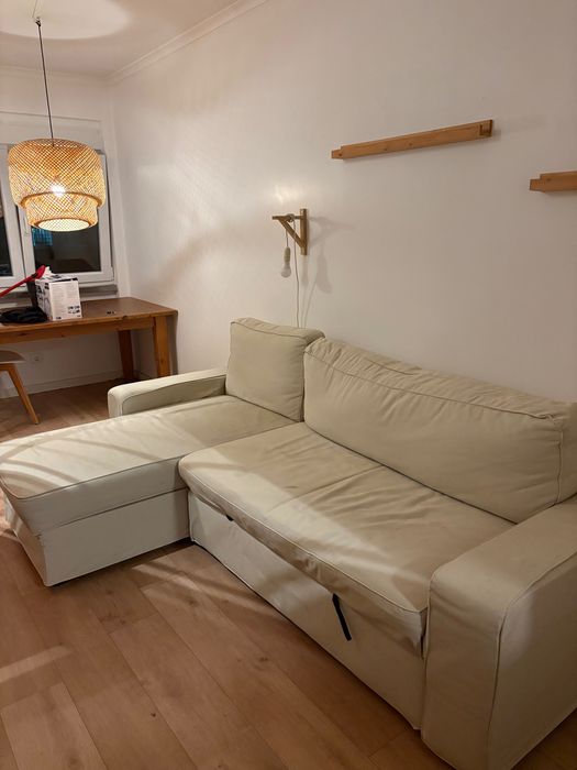 sofá com arrumação e chaise longe ikea