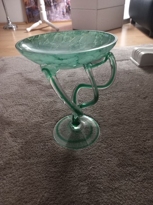 Patera na nóżce huta szkła Tarnowiec