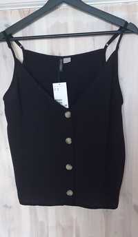 Nowy H&M czarna bluzka top wiskoza guziki na ramiączkach