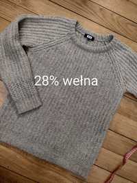 Gruby ciepły szary sweter 21% wełny S/M