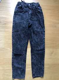 Spodnie jeans dżins H&M 152 czarne przecierane dziura regulacja