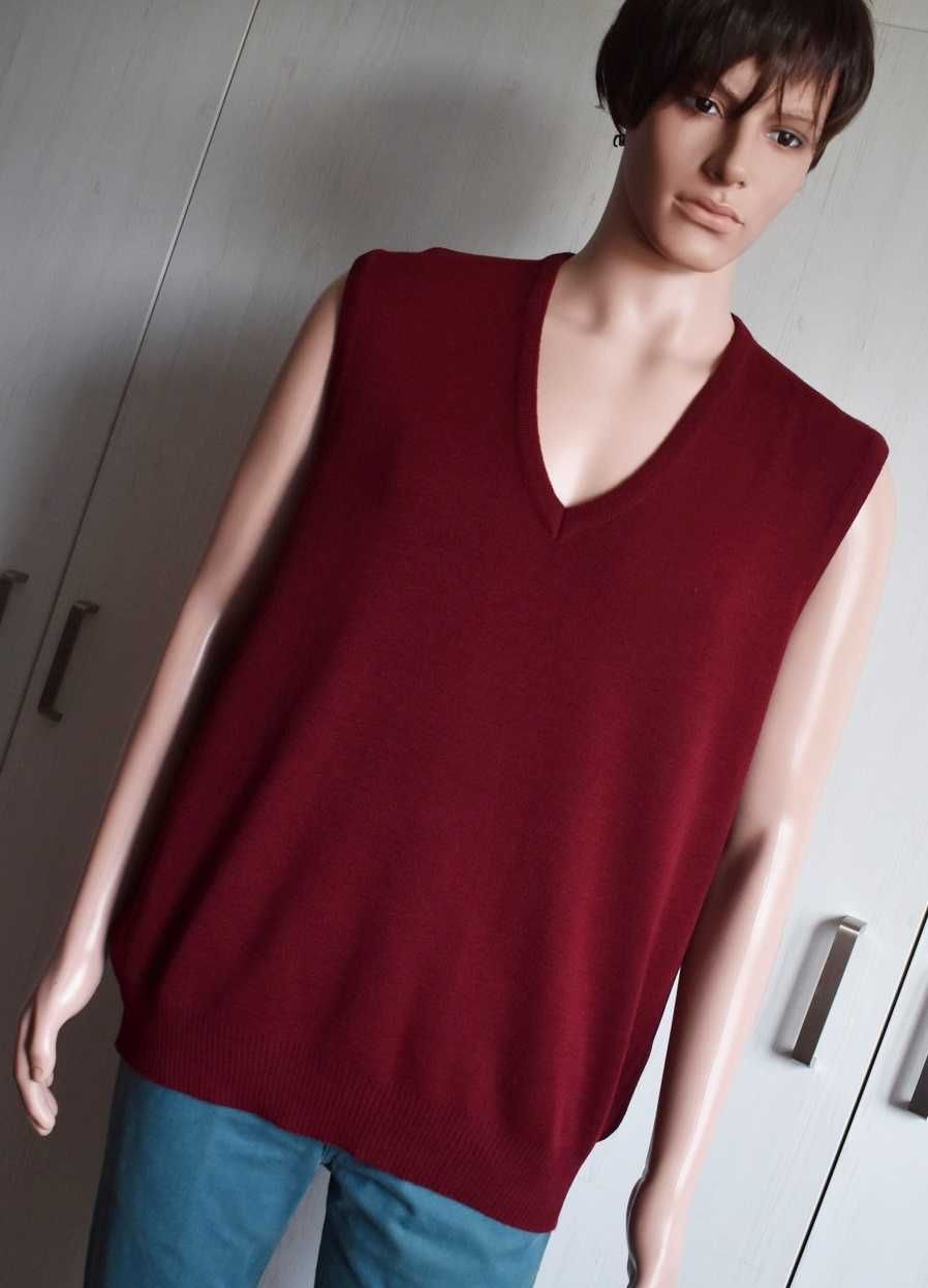 Kamizelka wełniana 56 L XL wełna 50% elegancka blazer bordowa męska