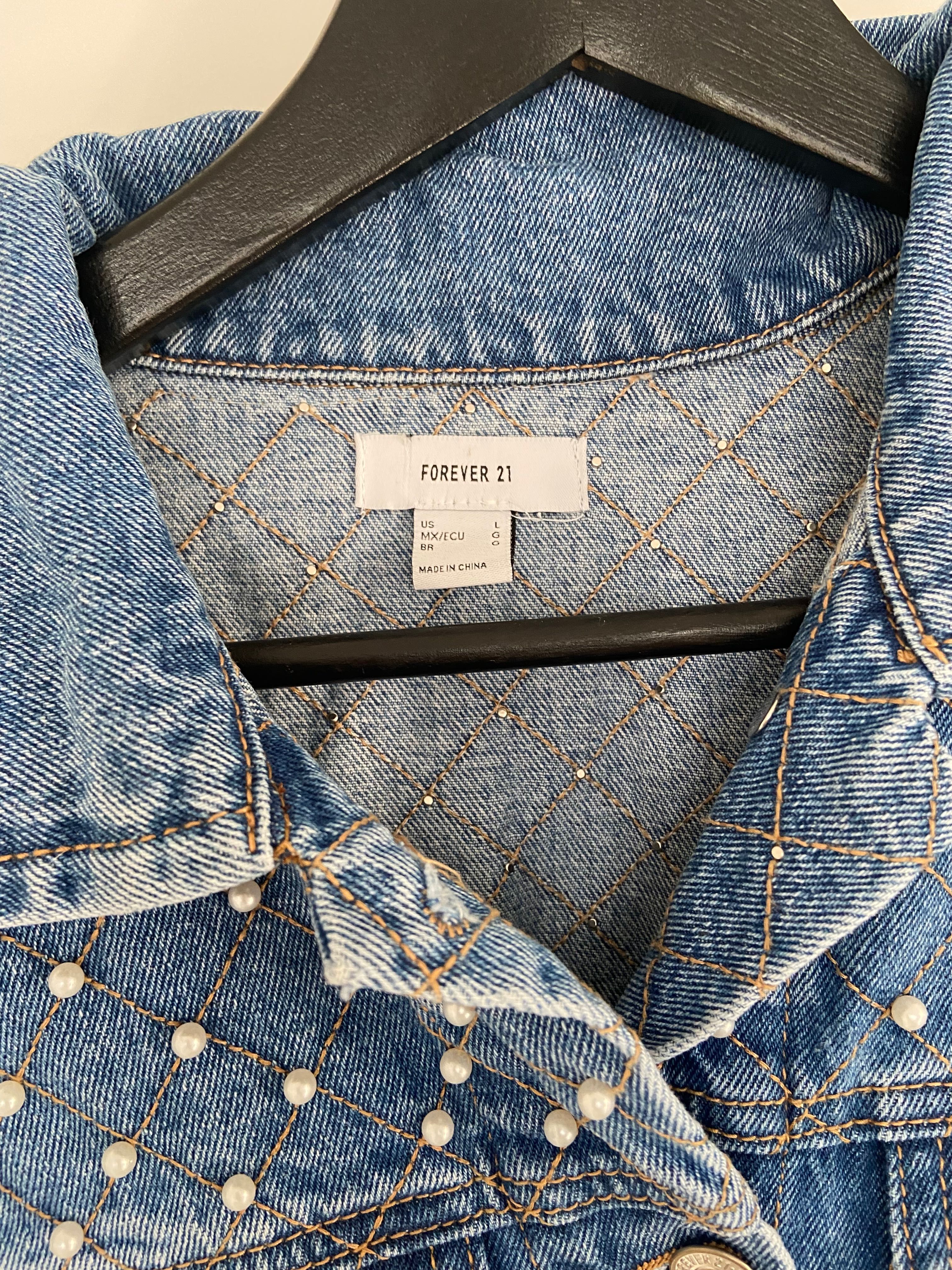 Nowa kurtka jeansowa Forever21 z perełkami L