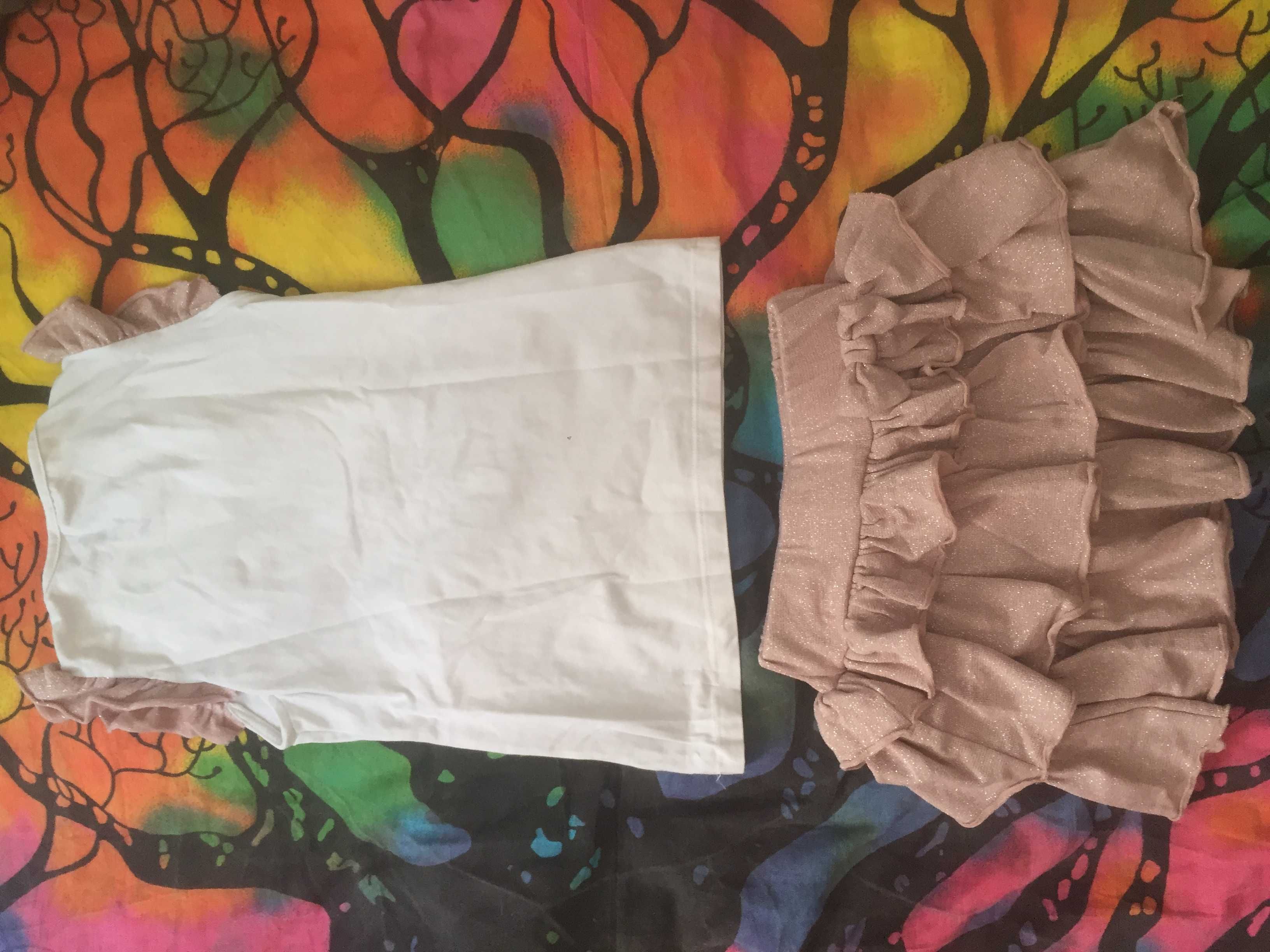 Conjunto saia t-shirt rosa e branco tamanho 4 anos