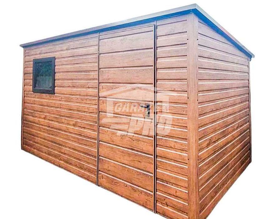 Schowek Domek Ogrodowy 3,5x2m Drzwi Okno Drewnopodobny Dach spad GP433