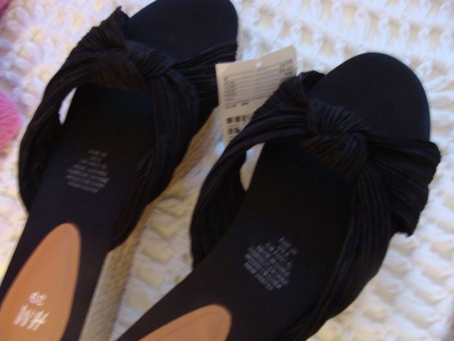 nowe czarne klapki platforma espadryle