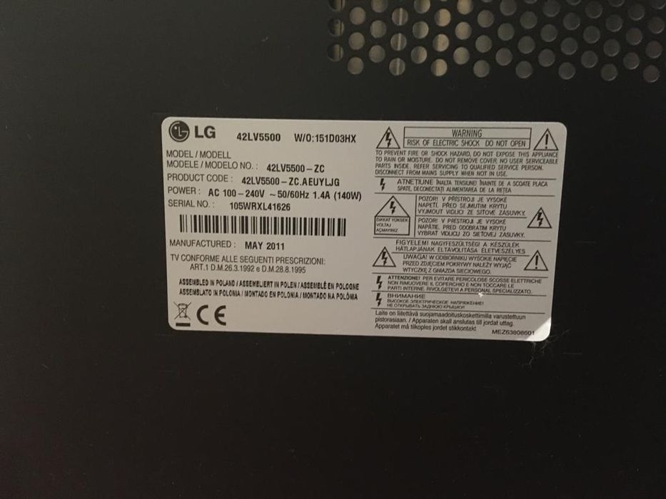 TV LG 42 LV 5500 para peças
