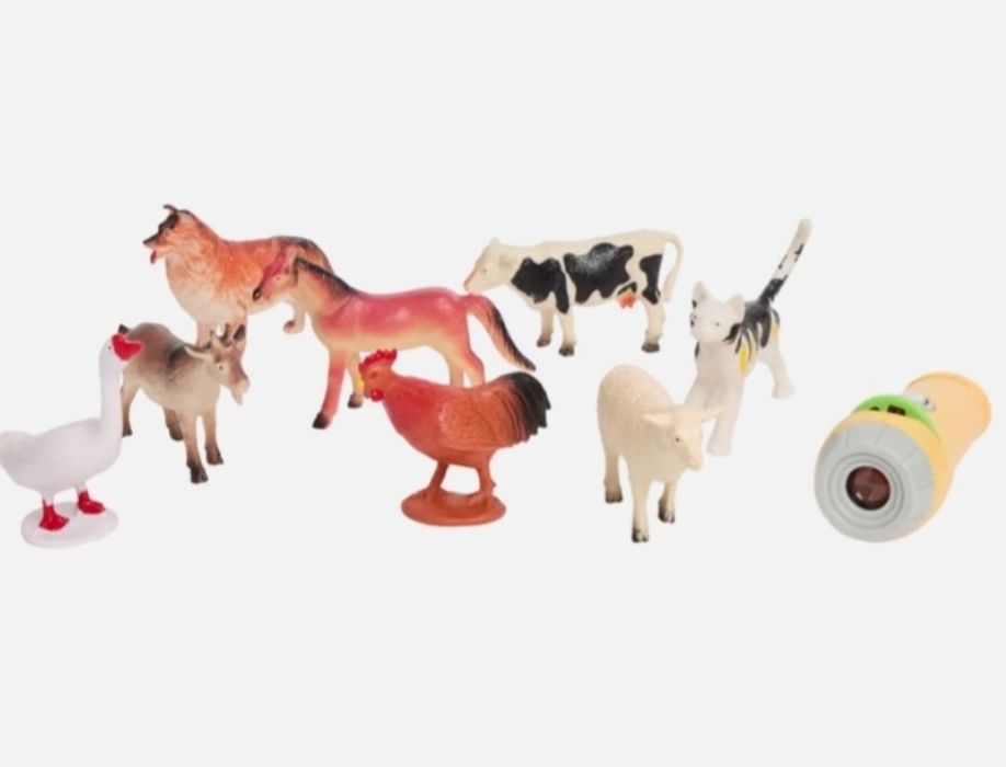 Zabawkowe zwierzątka z lampką projektorową FARMA 9 elementów