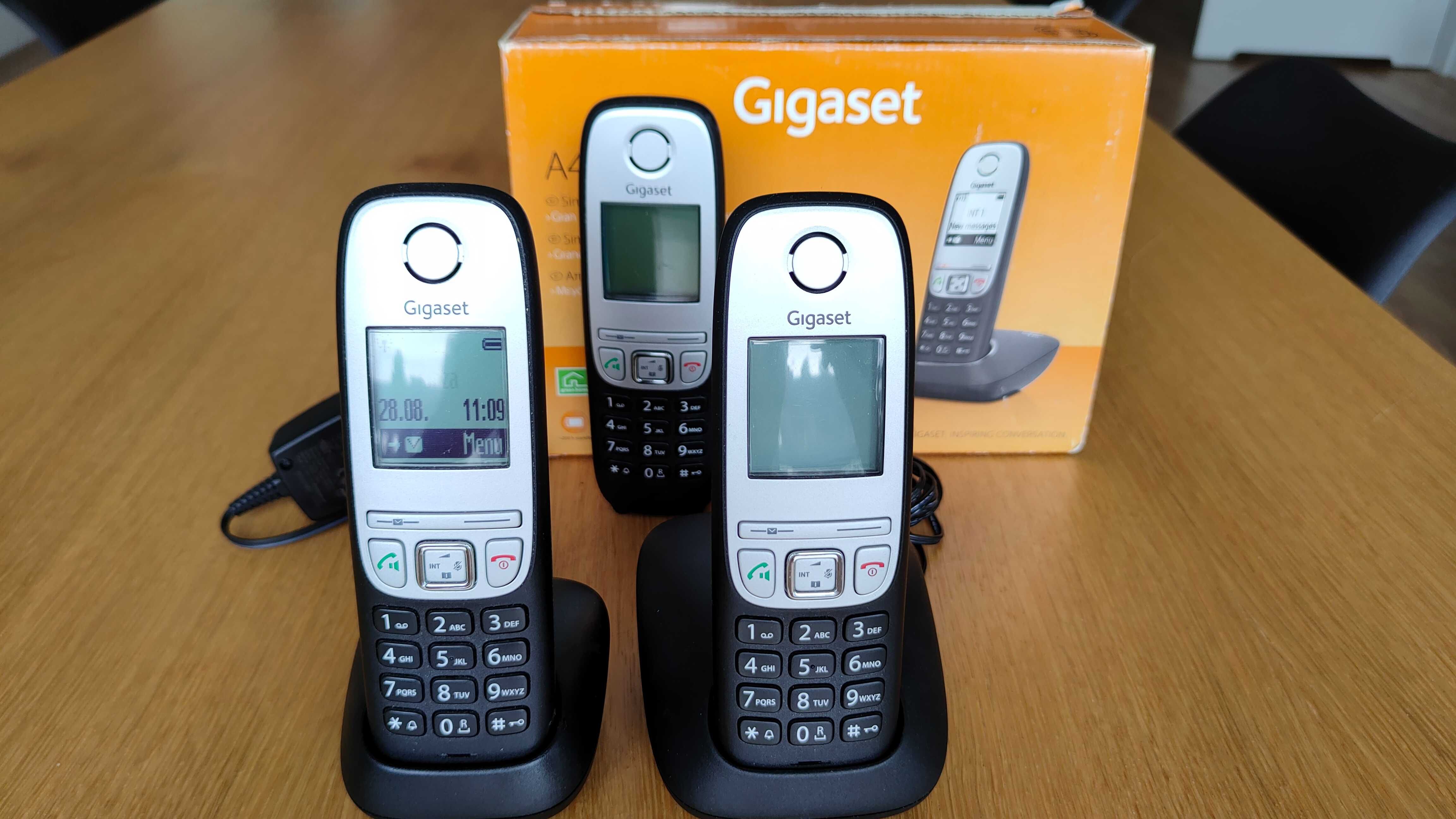 3x Telefon stacjonarny bezprzewodowy Gigaset A415 interkom głośnomówią