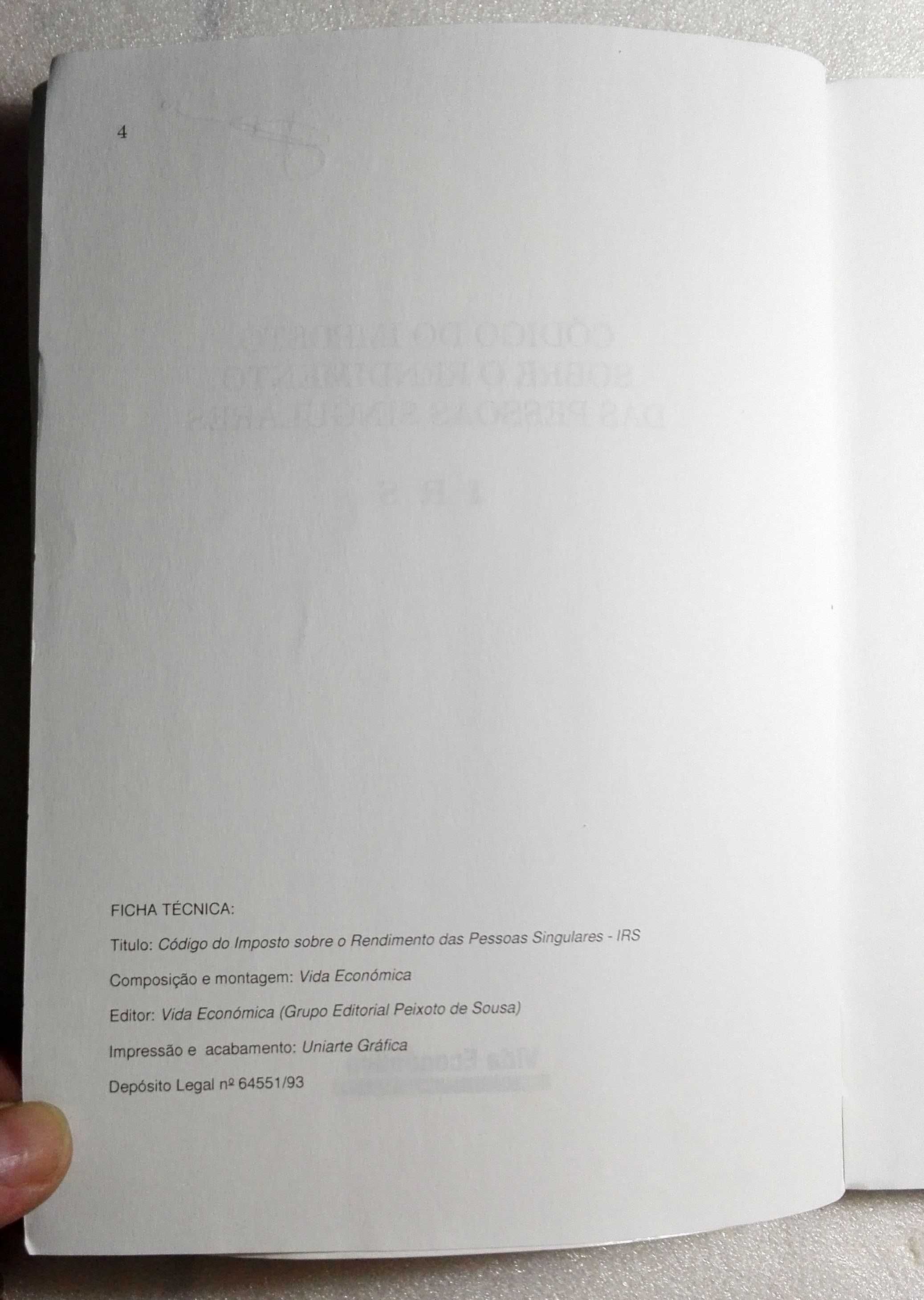 Livro IRS - Código Imposto Sobre Rendimento Pessoas Singulares