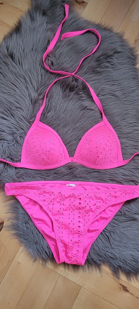 Stroj kapielowy bikini róż neon next