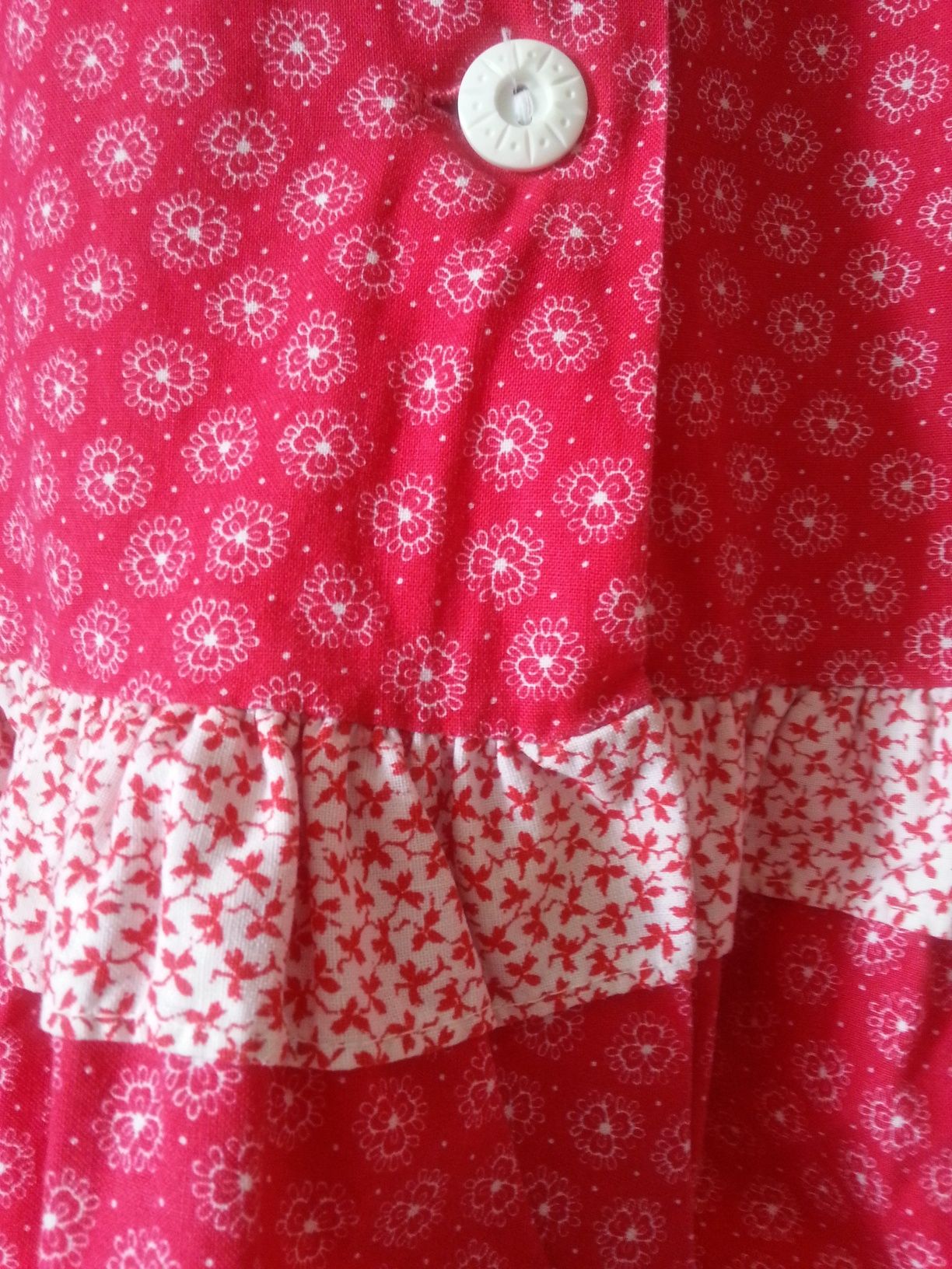 Vintage sukienka fartuszek S M czerwona rozpinana bawełna