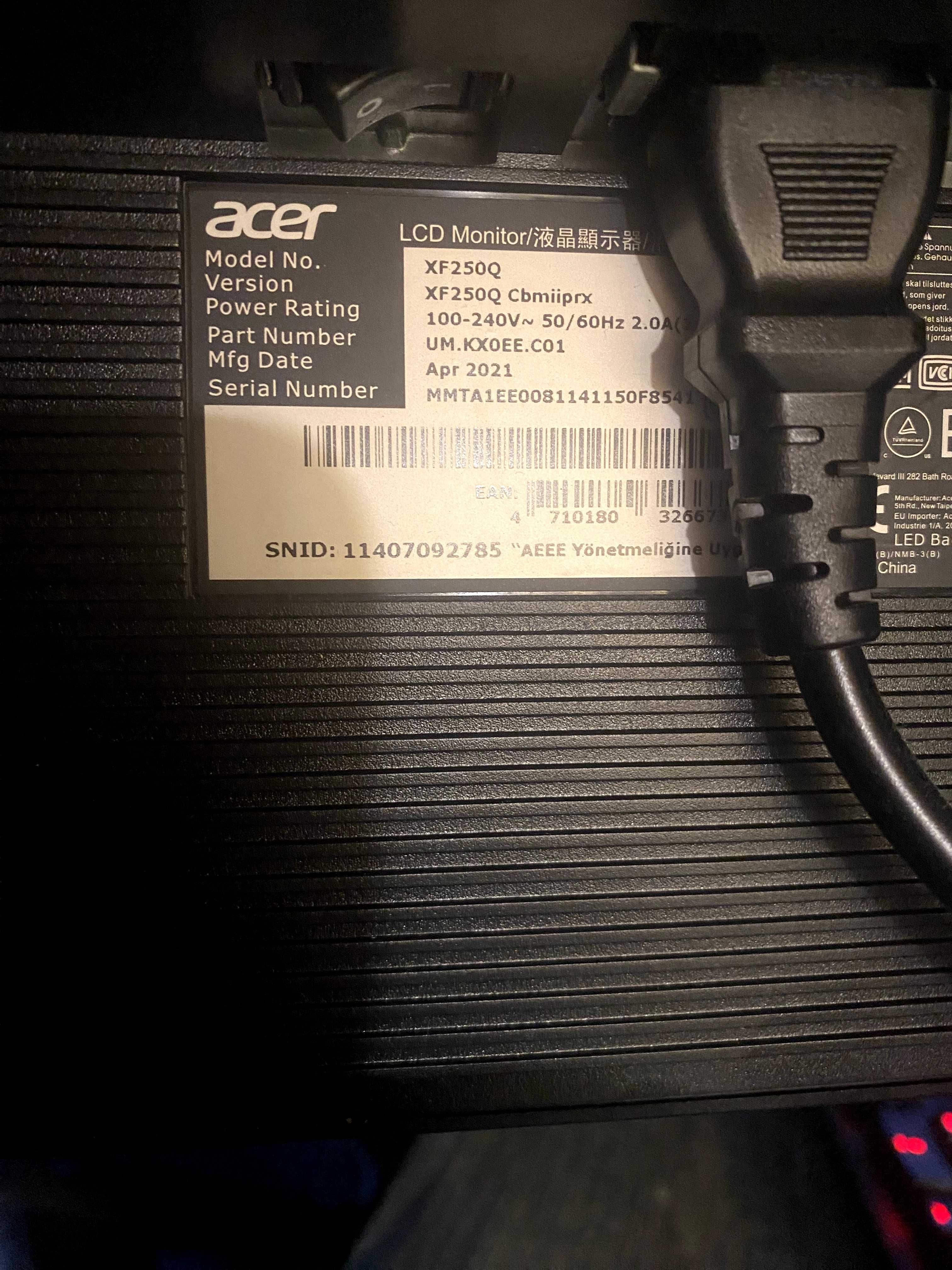 Monitor Acer XF250QCBMIIPRX 240Hz gaminigowy