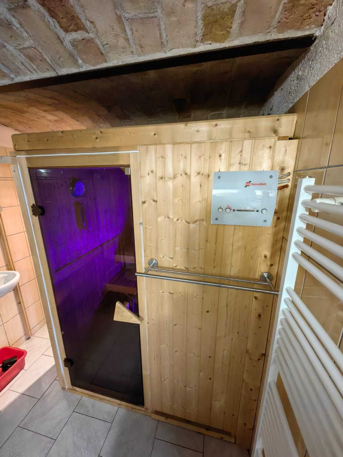 Sauna fińska sucha mała zgrabna +Piec Sterownik  1,6x1,5 szklane drzwi
