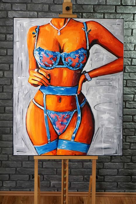 Duży obraz olejny akt oryginalny ręcznie malowany do sypialni biura