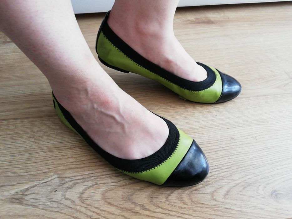Deichmann balerinki zielone czarne rozmiar 38 buty damskie na wiosnę