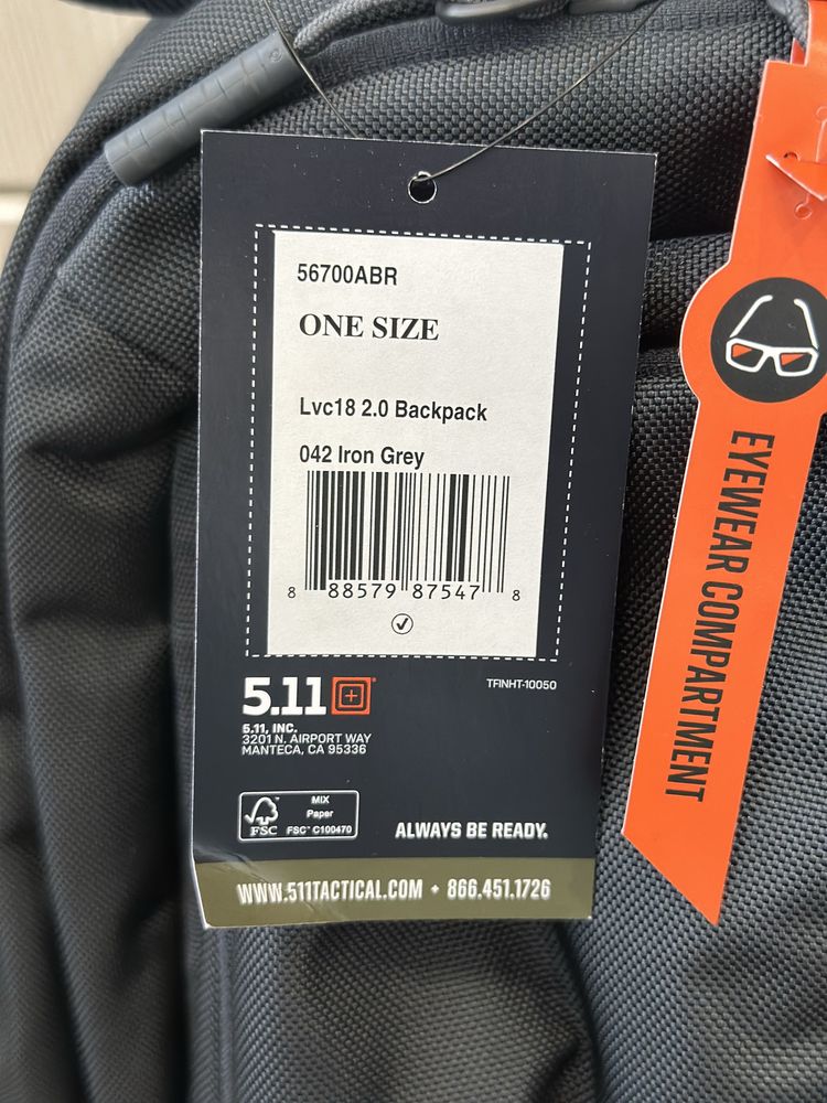 Рюкзак 5.11 tactical LVC18 backpack 2.0 30L, колір iron grey. Новий!
