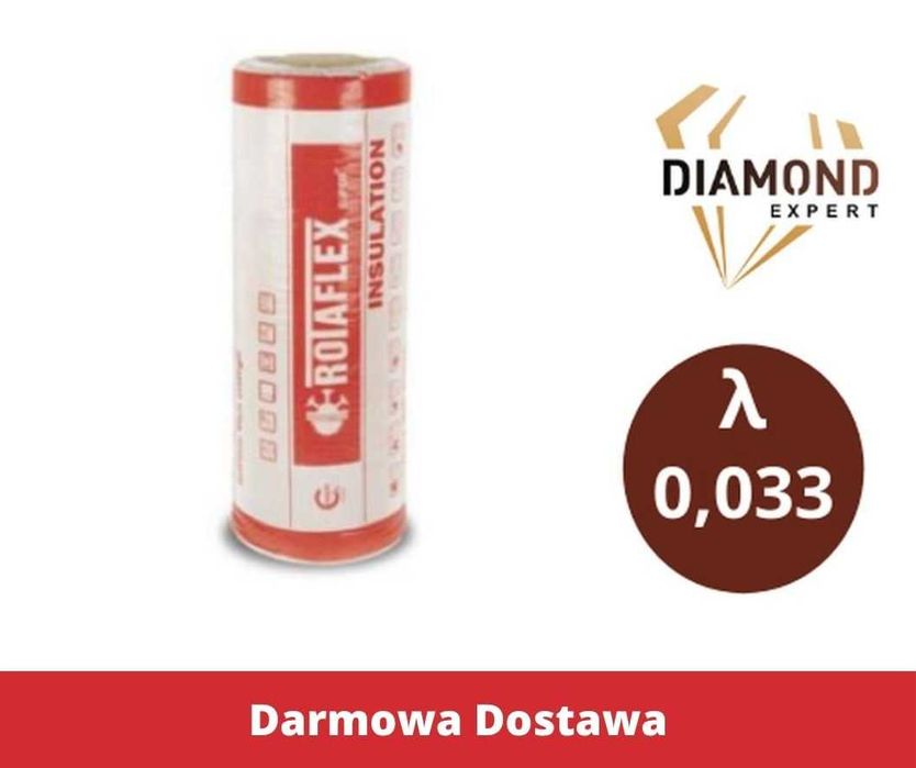 Wełna Mineralna Szklana 15 Rolki-0,033-Mata Poddasza-Ocieplenie-Wata