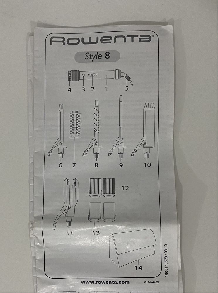 Rowenta style 8 NOVA com todos os acessórios