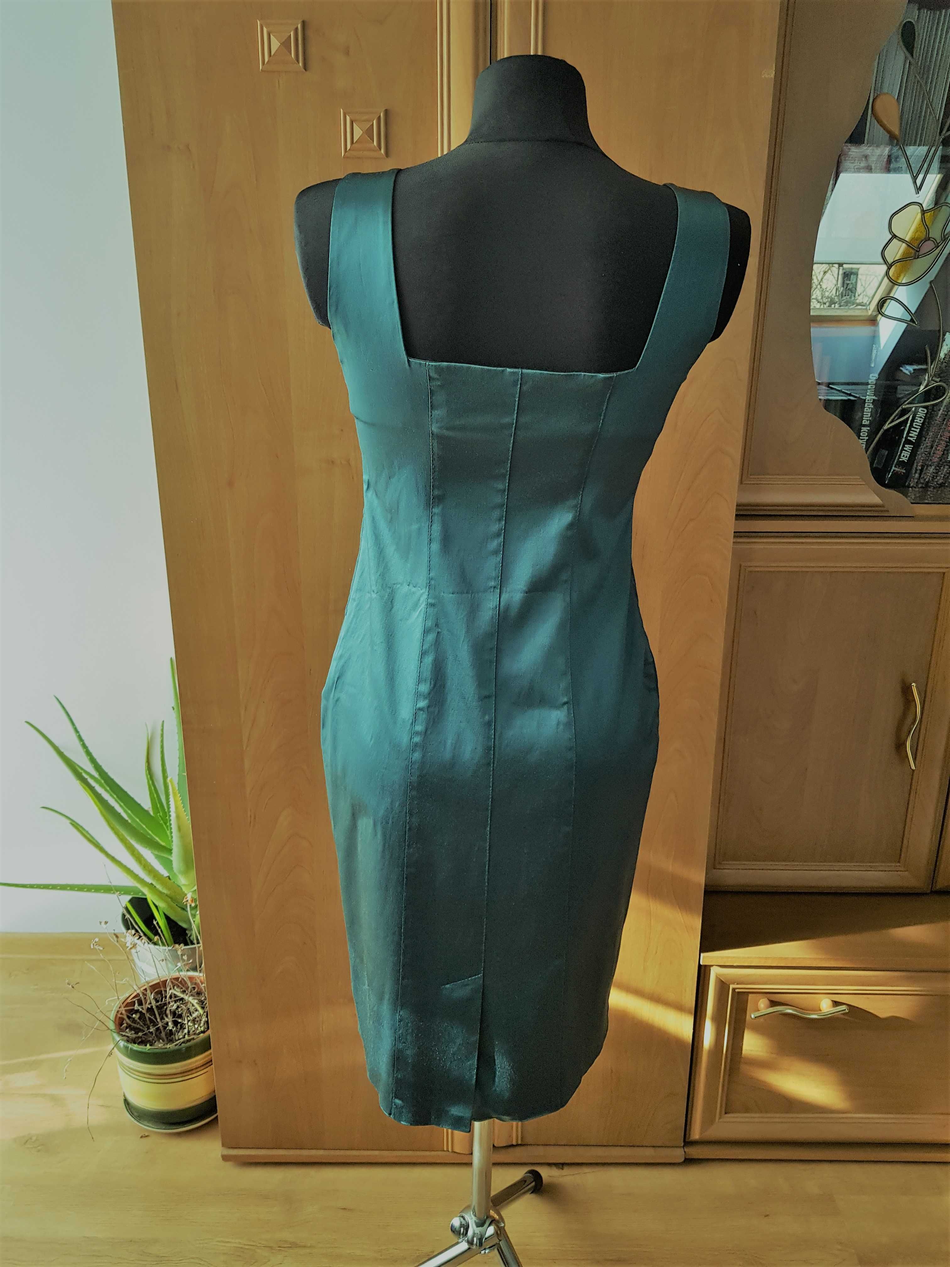 Sukienka wizytowa zieleń metaliczna + bolerko marki BOLERO rozm. 38-40