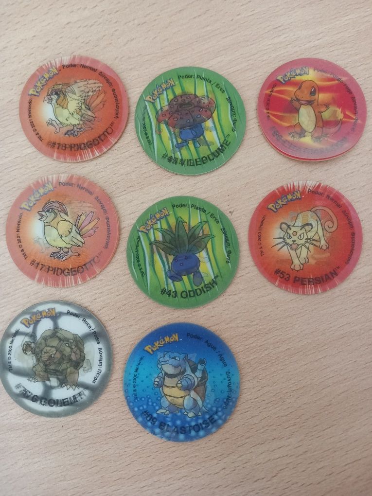 Tazos Pokémon 1, 2, Attack 2, Voa e 3