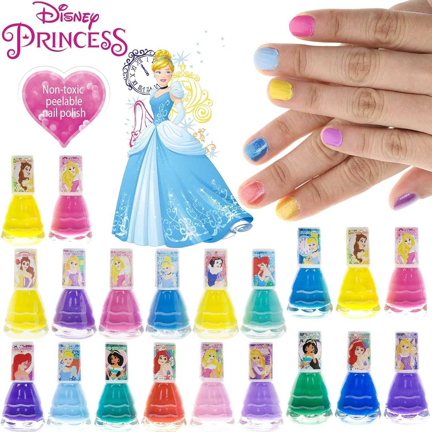 Набор лаки для ногтей Принцессы Дисней с 3 лет 18 штук Disney Princess