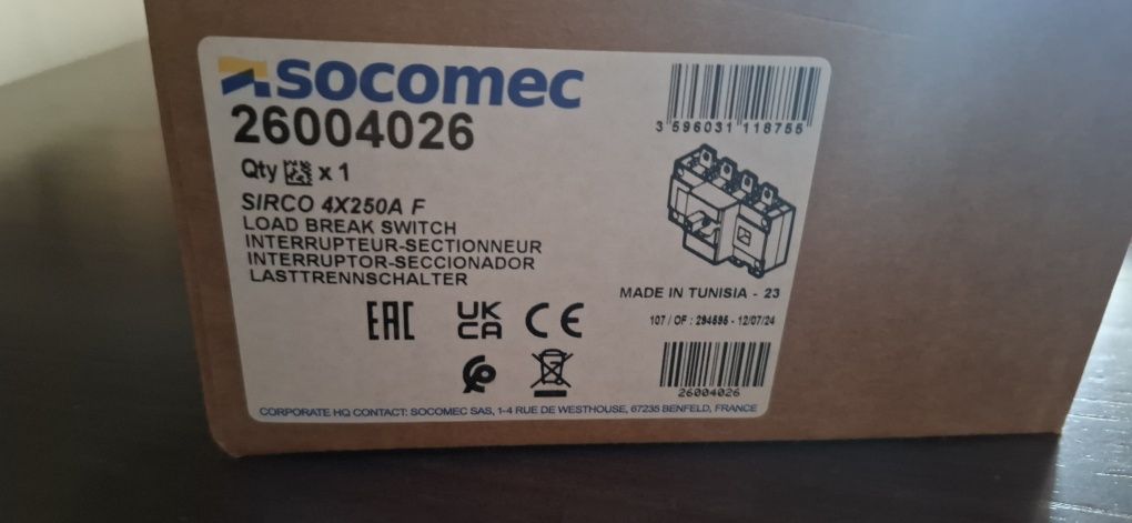 Interruptor seccionador 4x250 Amp