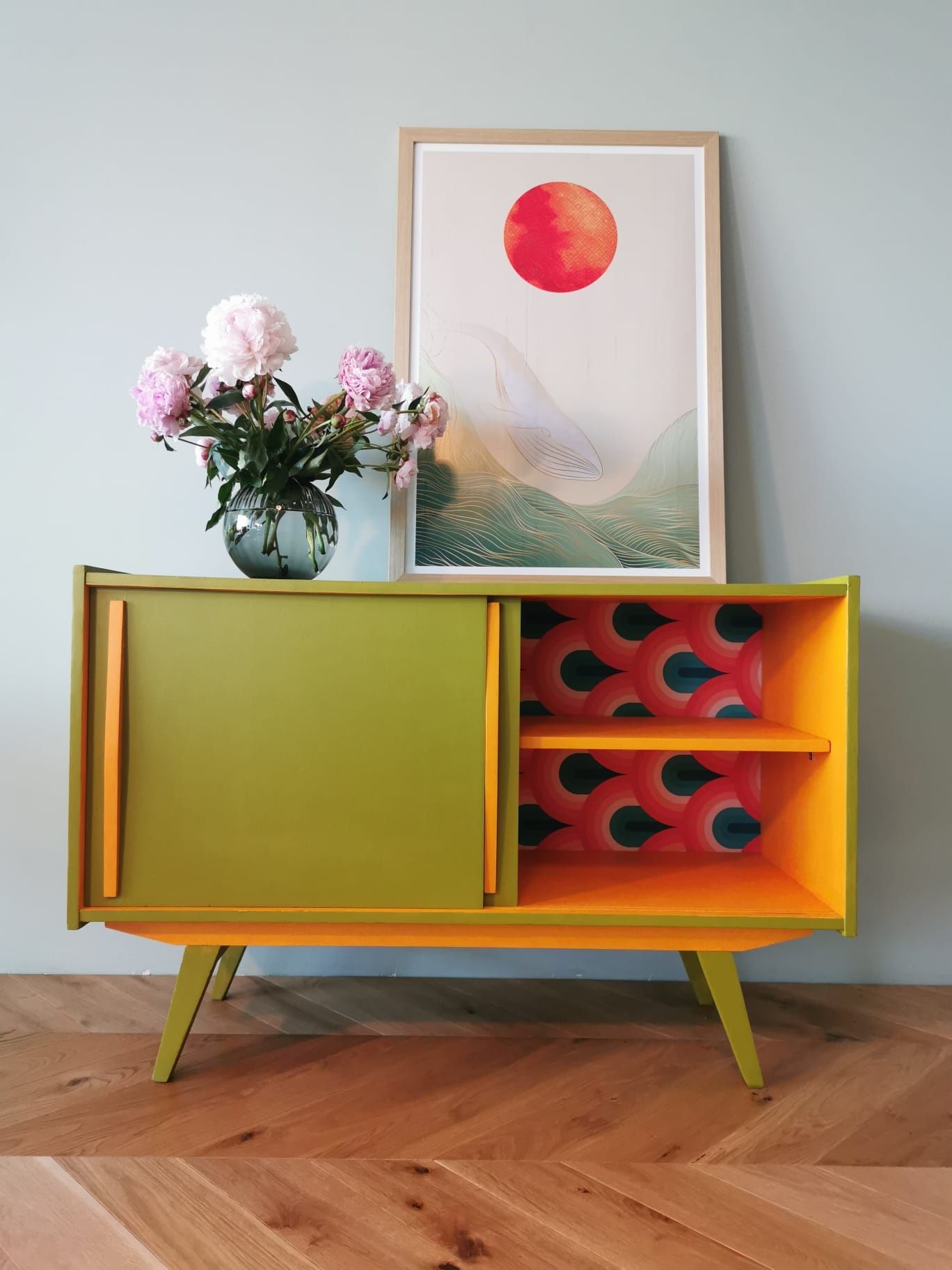 Komoda Sideboard. Lata 60. Słupskie Fabryki Mebli. Odrestaurowana.