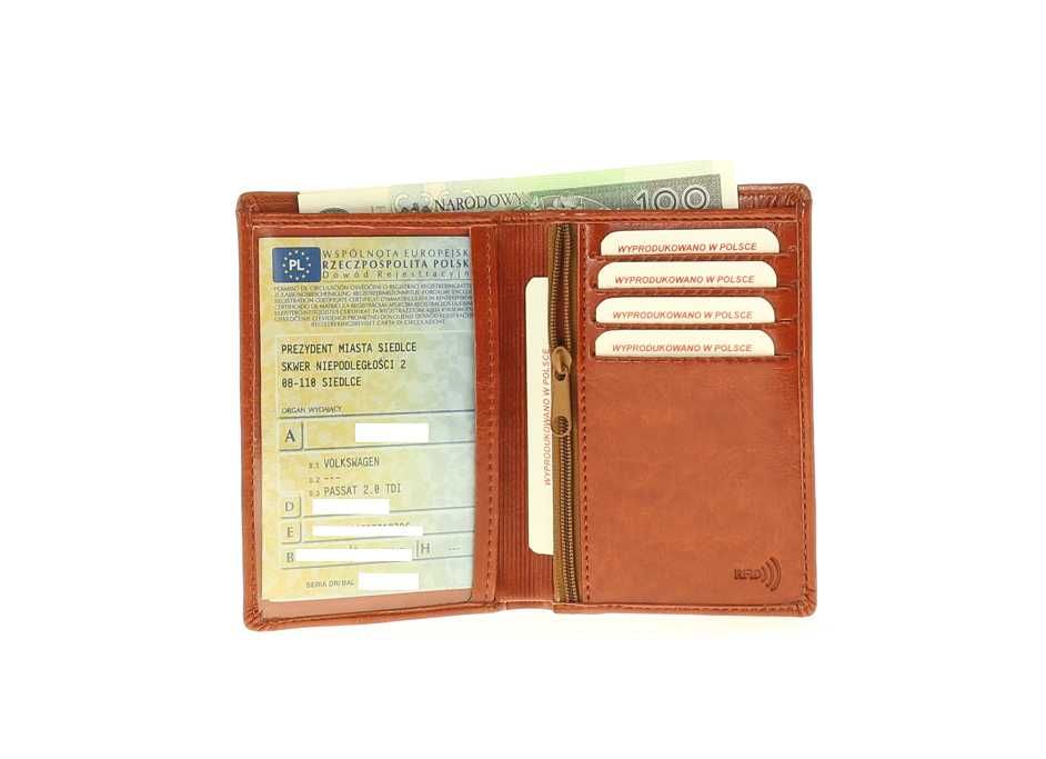 Skórzane etui okładka na dowód rejestracyjny osobisty karty zielona