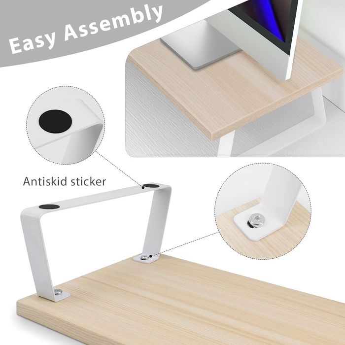 Duży stojak na monitor 110 cm Drewniany stojak pd laptopa Biały