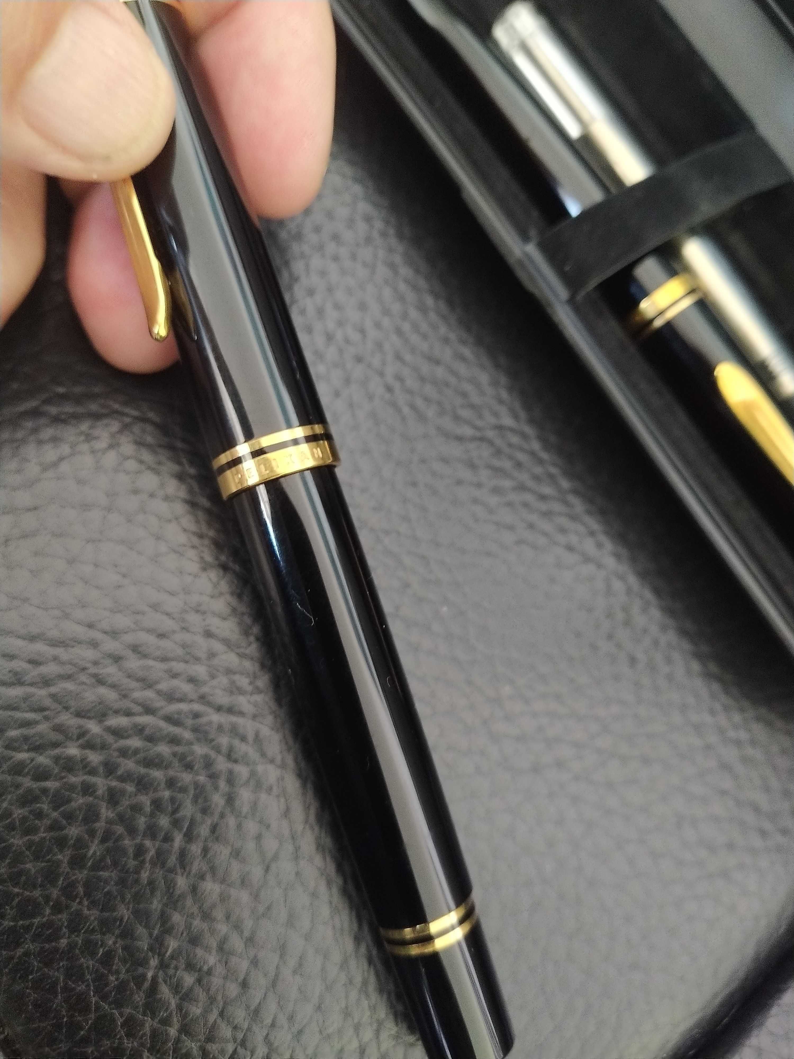 Raro conjunto Pelikan caneta permanente 14c ouro e esferografica