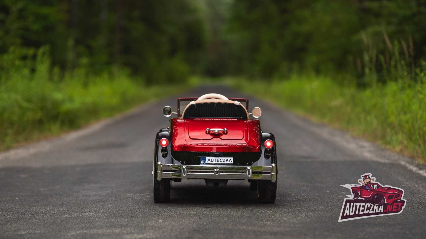 Auto RETRO ROLLS 4x4 czerwony lakierowany + PILOT BAGAŻNIK SKÓRA