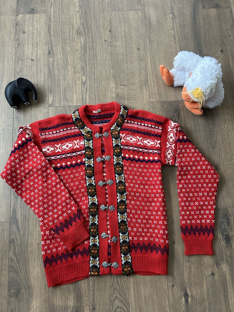 Sweter wełniany norweski Dale of Norway Dirdalstrikk 44 czerwony