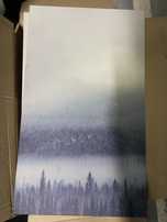 Obraz przedstawiający Las Zimą w oddali 38x65cm
