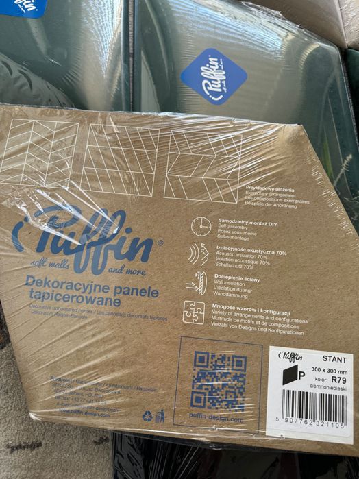 Panel ścienny tapicerowany 3 kolory, 9 sztuk, romby