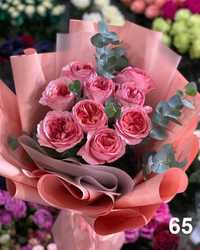 Доставка цветов в Николаеве. 9 пионовидных розовых роз