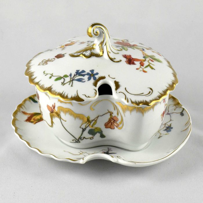 Terrina / Molheira com apresentador, porcelana, Serviço “Flores”