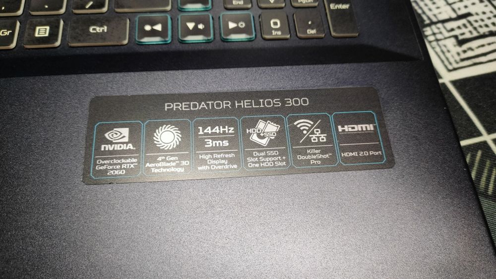Laptop Acer Predator Helios 300 Intel 7 , 32gb, GeForce 2060