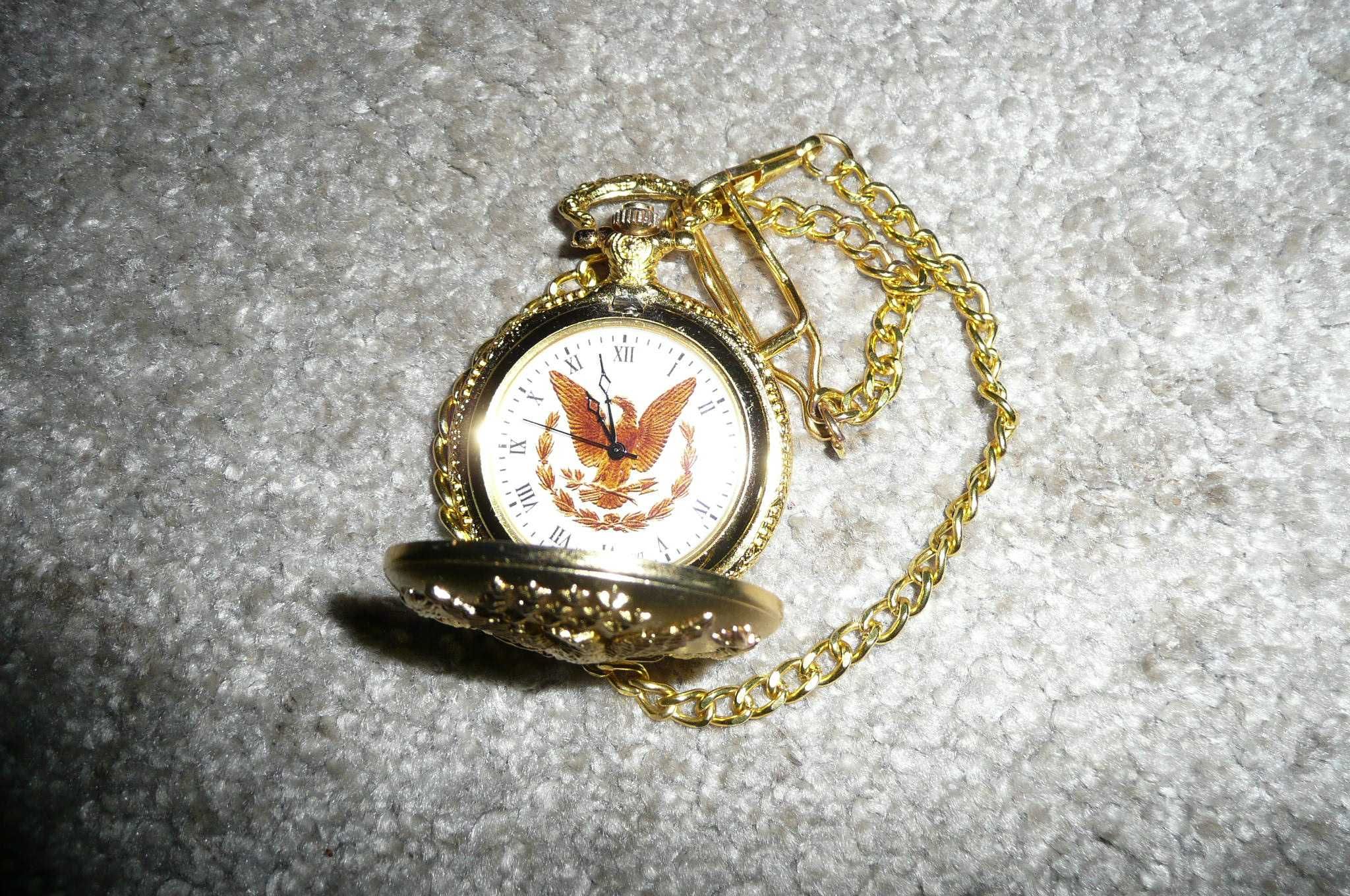 Zegarek kieszonkowy American Bald Eagle Quartz Gold Plated